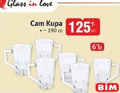 GLASS İN LOVE CAM KUPA 190 CC 6'LI